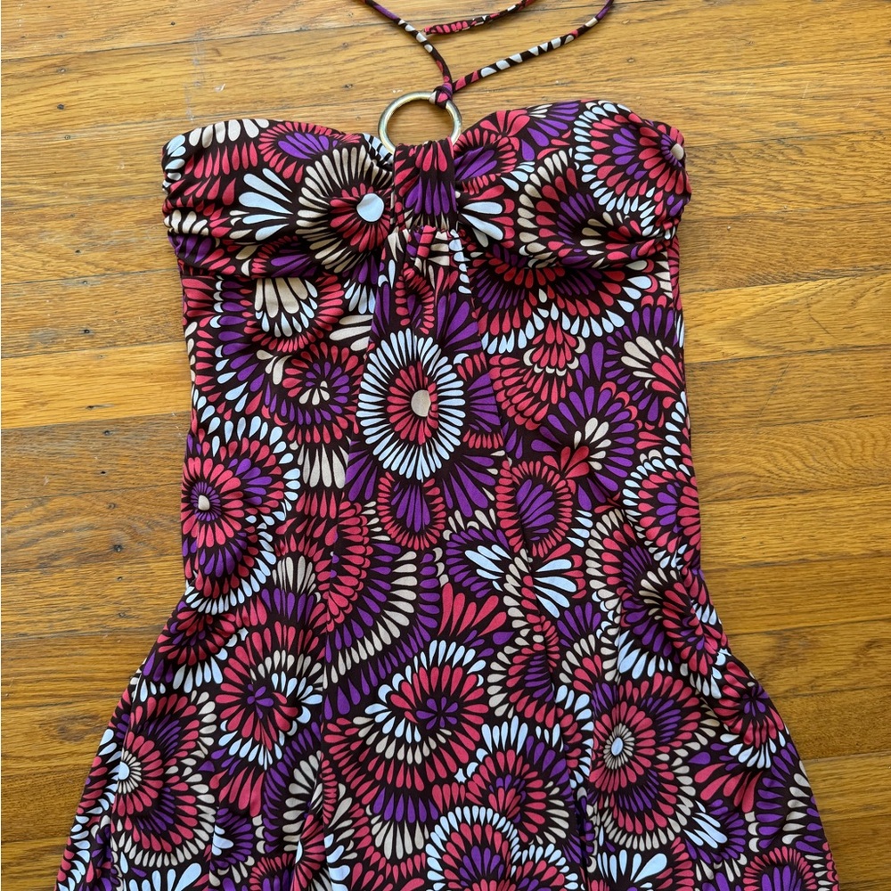 Strapless Halter Floral Maxi Dress - Pink, Purple, Black